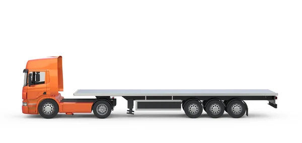 Orange long platform truck. — Stock Photo, Image