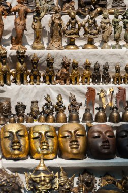 Maske heykeller, bakır ve bronz Market Myanmar