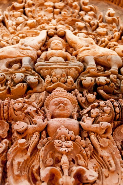 Detail of stone carvings at Banteay Srei — Stock Photo, Image