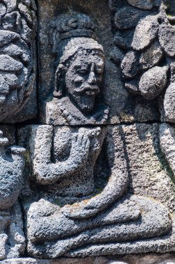 Borobudur oyma taş oturan ve meditasyon