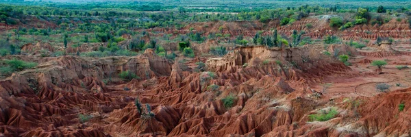 Vue d'ensemble Formation de grès rouge dans le désert de Tatacoa à Huila , — Photo