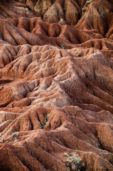 Grote rode zandsteen rotsformatie in hete droge woestijn van Tatacoa, Huila — Stockfoto