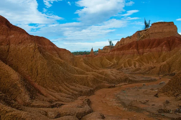 Vallée de la sécheresse formation de grès rouge dans le désert chaud et sec de Tatacoa, Huila — Photo