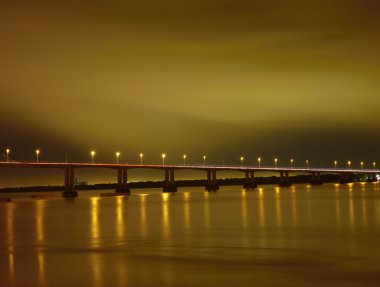 bridge over parana river in the night clipart