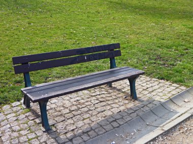 yeşil bir parkta yalnız tezgah