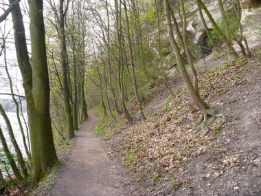 Hiking trail boyunca nehir ve kumtaşı kaya oluşumu