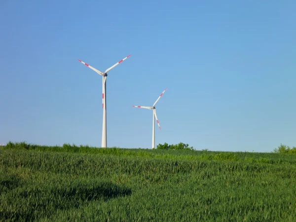 Вітрова електростанція в сільському ландшафті — стокове фото
