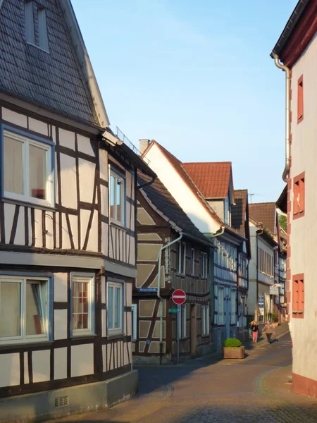 Tradicional alemão emoldurado casas sagacidade estrutura de madeira — Fotografia de Stock