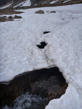 bir kar tabaka gizli dere ile delik