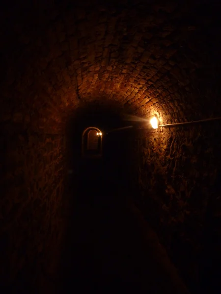 Mörk och scarry tunnel med vault — Stockfoto