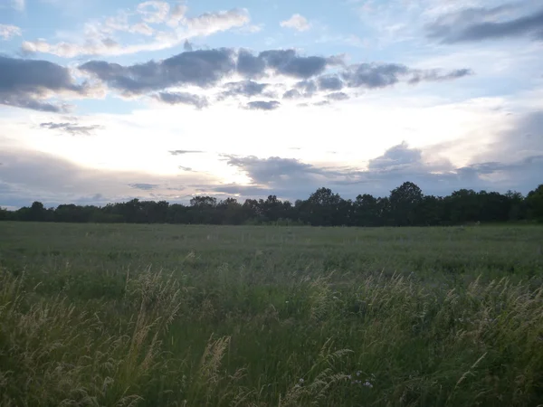 Cielo nocturno dramático sobre un paisaje — Foto de Stock