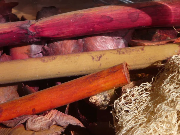 Detail of wooden bamboo decoration — Stock Photo, Image