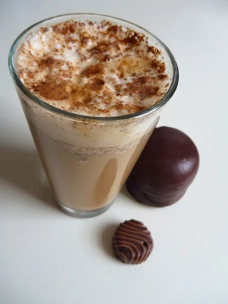 Café latte com espiga branca e creme — Fotografia de Stock