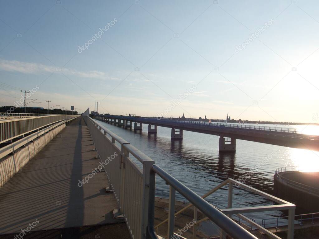 the stralsund bridge crossing from rugen to germany mainland