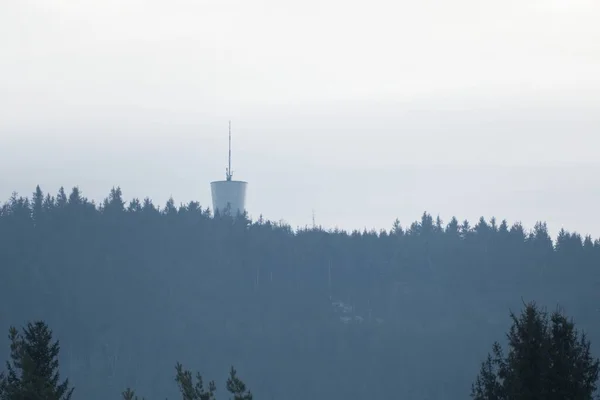 Enorme Torre Radar Antena Colina Dylen Boêmia Ocidental — Fotografia de Stock