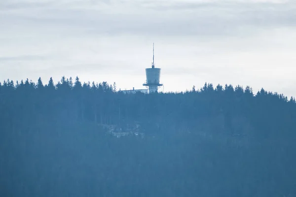 Riesiger Antennenradarmast Auf Dem Dylen Hügel Westböhmen — Stockfoto