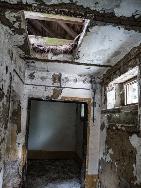 Une Ruine Dangereuse Une Maison Abandonnée Dans Bois — Photo