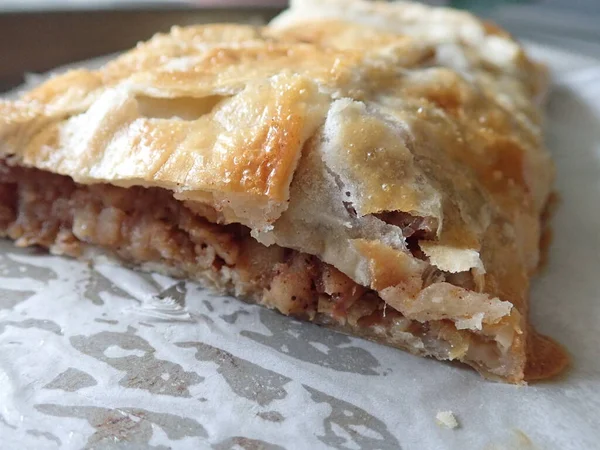 Préparation Strudel Pomme Maison Dans Cuisine — Photo