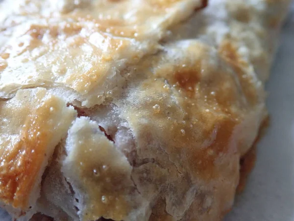 Tillagning Hemlagad Äppelstrudel Köket — Stockfoto