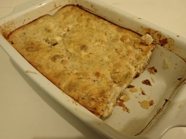 Torta Legumes Caseira Fresca Assada Com Ovos — Fotografia de Stock