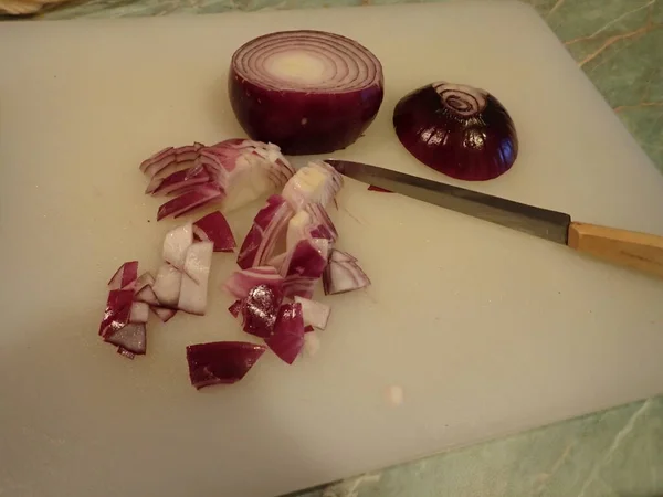 Legumes Corte Cozinha Para Uma Sopa Caseira — Fotografia de Stock