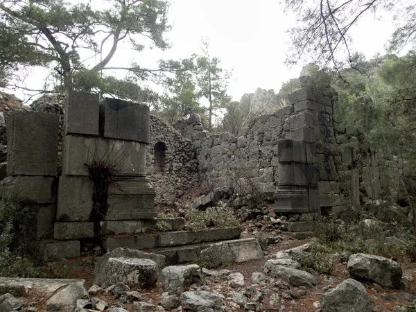 Ruin Trebenna Antika Stad Historisk Lycian Sätt Kalkon Bergen Ovanför — Stockfoto