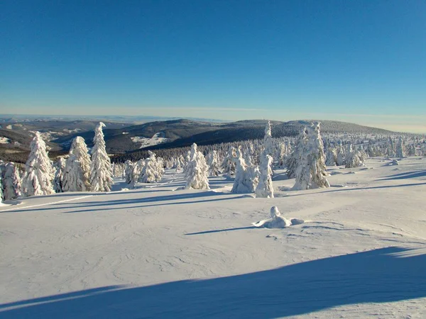 Vistas Incríveis Inverno Montanhas Krkonose Czechia — Fotografia de Stock