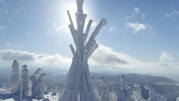 Musim Dingin Bersalju Czech Krkonose Gunung Raksasa — Stok Video
