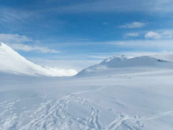 Wunderschöne Wild Verschneite Winterlandschaft Des Sarek Nationalparks Schwedischen Lappland — Stockfoto
