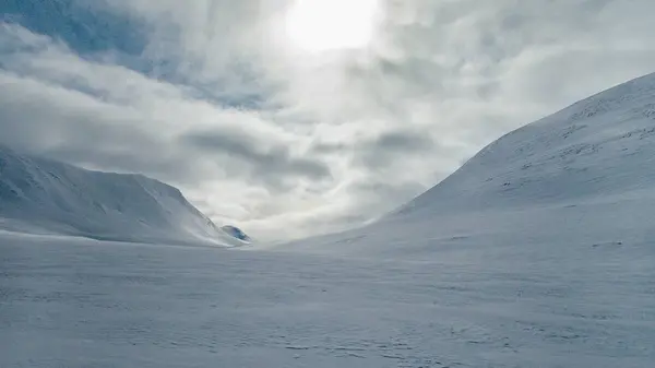 Prachtig Wild Besneeuwd Winterlandschap Van Sarek Nationaal Park Zweeds Lappland — Stockfoto