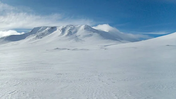 Prachtig Wild Besneeuwd Winterlandschap Van Sarek Nationaal Park Zweeds Lappland — Stockfoto