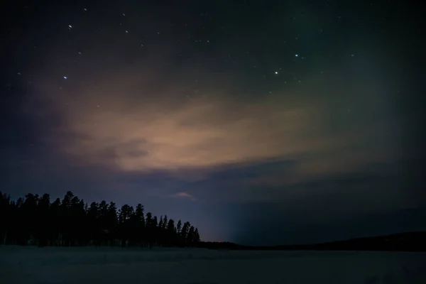 Vackra Fantastiska Norrsken Aurora Borealis Lappland — Stockfoto