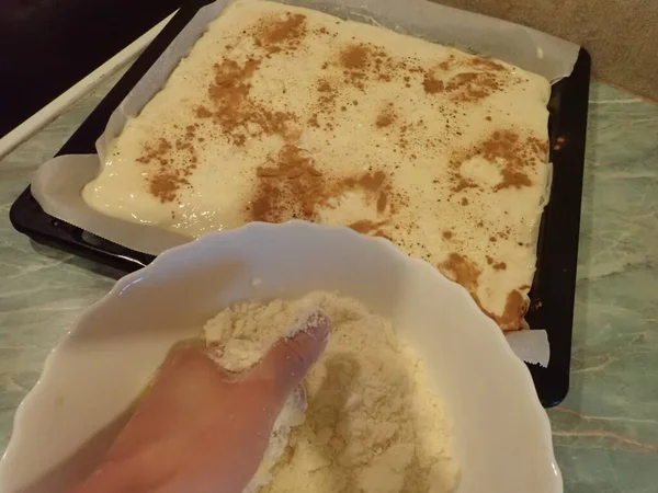 Preparação Cozinha Bolo Frutas Caseiro — Fotografia de Stock