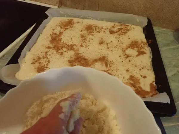 Приготування Кухні Домашнього Фруктового Ягідного Торта — стокове фото