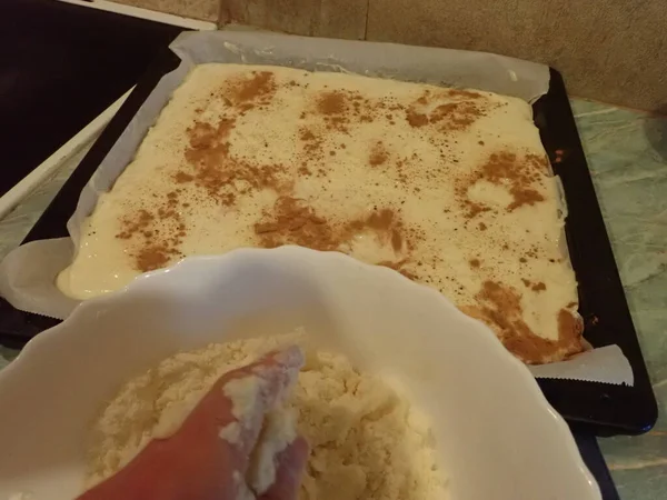 Preparación Cocina Una Tarta Frutas Casera —  Fotos de Stock