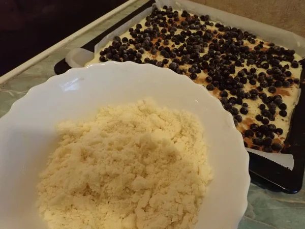 Приготування Кухні Домашнього Фруктового Ягідного Торта — стокове фото