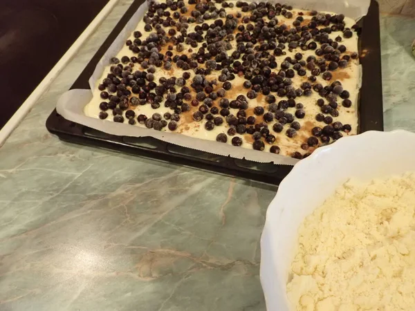 Preparación Cocina Una Tarta Frutas Casera — Foto de Stock