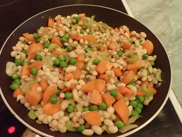 Homemade Prepared Fresh Warm Vegetable Mixed Salad — Stock Photo, Image