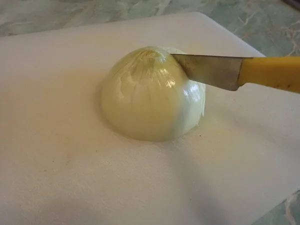 Corte Legumes Cozinha Para Preparação Alimentos — Fotografia de Stock