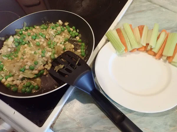 Caseiro Preparado Fresco Quente Vegetal Misturado Salada — Fotografia de Stock