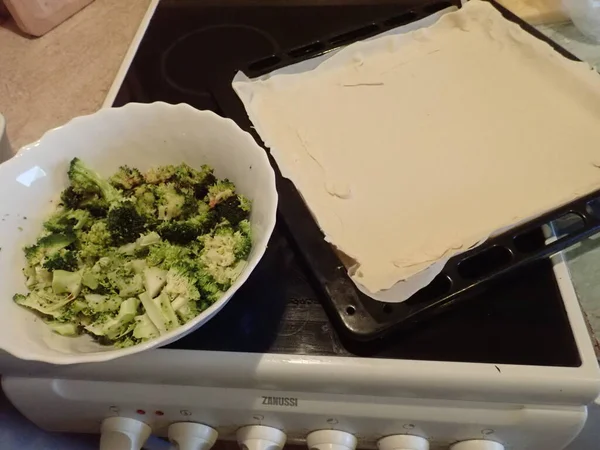 Cuisson Maison Gâteau Aux Légumes Salés — Photo