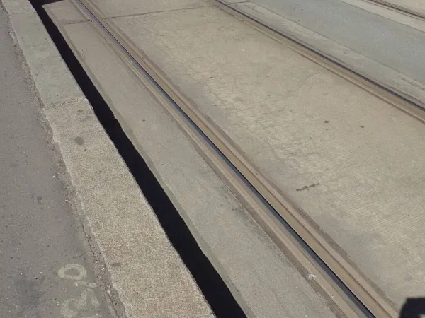 Detail Einer Straßenbahnlinie Einer Stadtstraße — Stockfoto