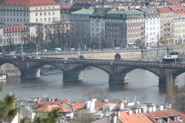 Wunderschönes Prager Stadtpanorama Vom Petrin Hügel — Stockfoto