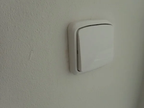 Detalle Del Interruptor Eléctrico Blanco Una Pared — Foto de Stock