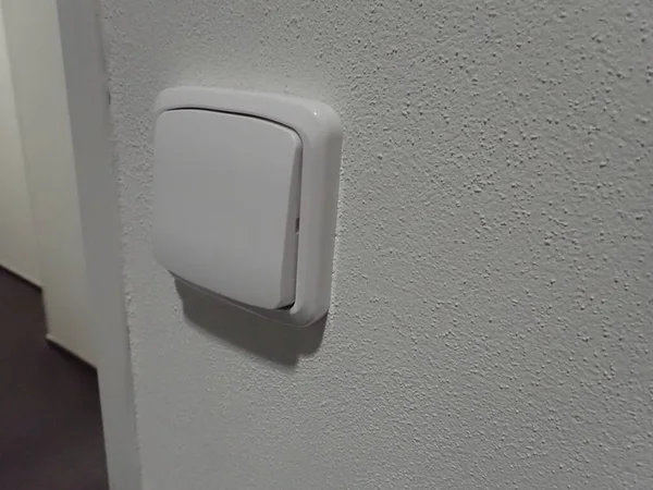 Detalle Del Interruptor Eléctrico Blanco Una Pared — Foto de Stock