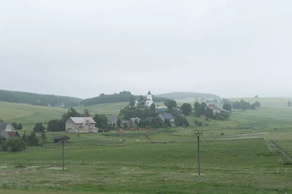 Czechk Hory Berglandschap Bij Mistig Weer — Stockfoto