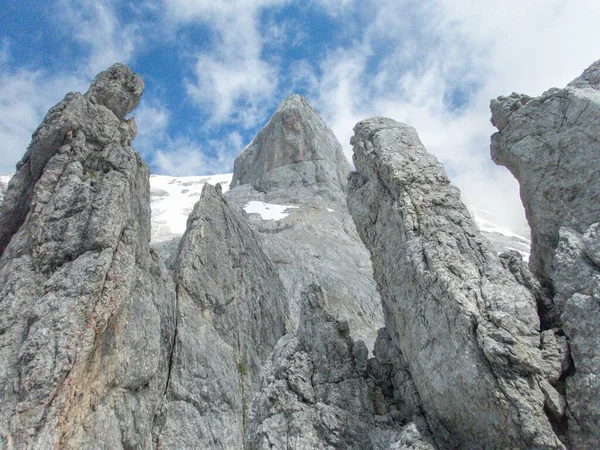 Wspinaczka Konigsjodler Klettersteig Hochkonig Alpach Austriackich — Zdjęcie stockowe