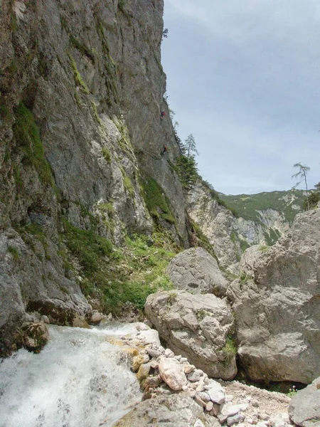 Słynny Wąwóz Silberkarklamm Klettersteig Austria Dachstein Masywny — Zdjęcie stockowe