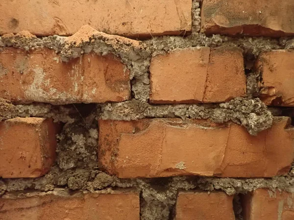 Ein Genaues Detail Der Alten Verwitterten Ziegelwand — Stockfoto