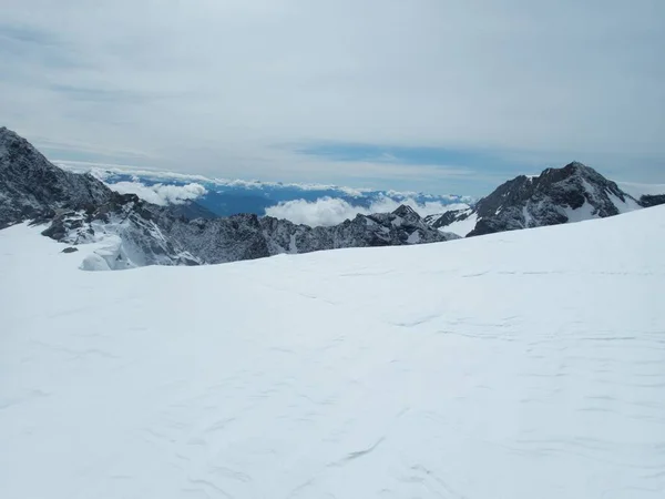 Piękny Alpejski Krajobraz Austrii Lato Wspinaczka Zuclerhuttl Góry Stubaier Alpy — Zdjęcie stockowe